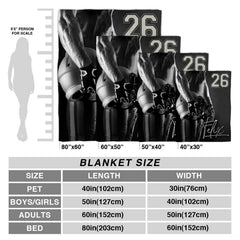 Monochrome football player throw blanket spread smoothly across modern bed in athlete bedroom
