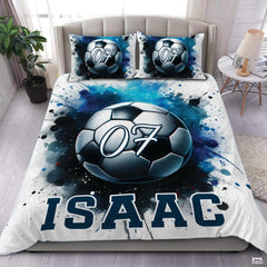 Custom Soccer Ball with Number 07 Comforter Set, Machine W - Design 17