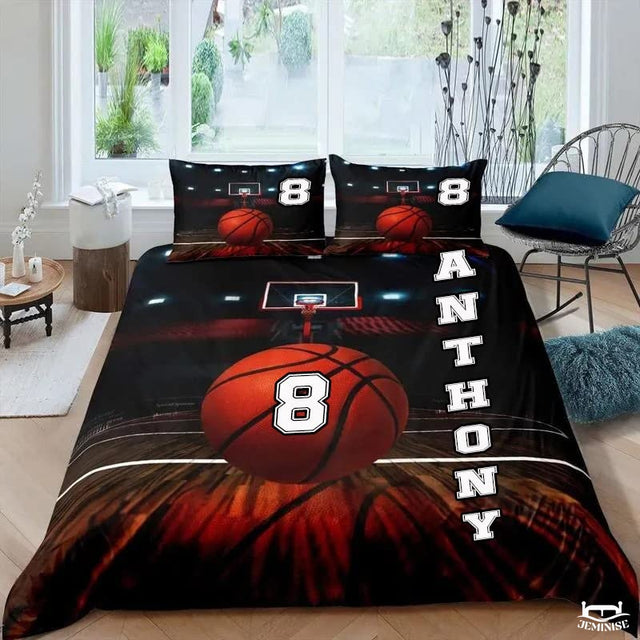 Personalized Basketball on Court Perspective Comforter with Name and Number