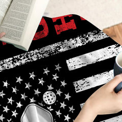 Distressed American flag graphic with pickleball paddle and red lettering, view 8.