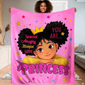 Personalized Black Girls Blanket for Kids, African Girl Blanket, Princess Soft Throw Blankets Monogrammed Name for Girl Women, Birthday Gifts Home Bedroom Decor (Princess)
