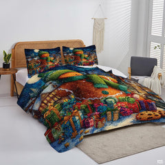 Christmas Bedding Quilt – Soft Microfiber Holiday Bedspread, Lightweight Winter Bedding, Cozy Xmas Quilts for Couch, Bedroom & Seasonal Home Decorations (Christmas Quilt-DS09)
