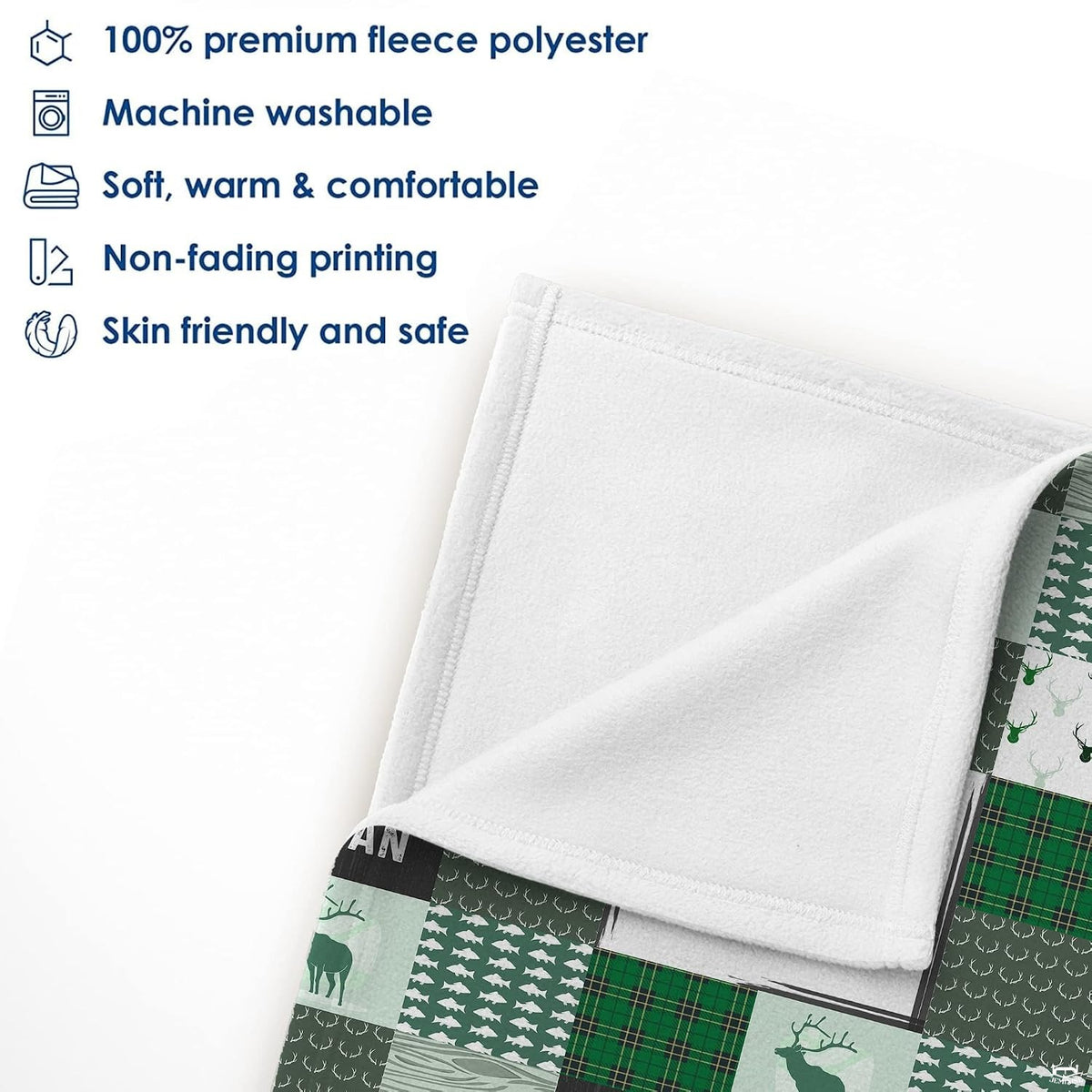 Green baby blanket neatly folded inside modern nursery crib displaying plush fleece texture