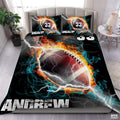 Custom Football Engulfed in Flames and Lightning Comforter