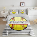 Striped split softball athletic bedding with cursive script - view 1