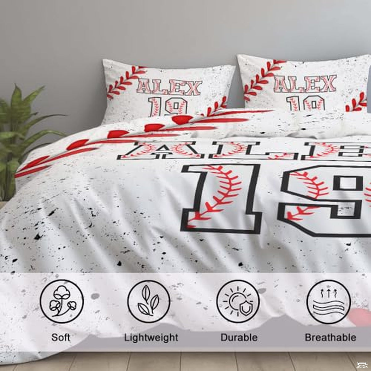 Custom Baseball Bedding Set, Baseball Bedding Twin Full Queen King, Sports Comforter Sets for Boys Ultra-Soft & Light Printed Bedspread