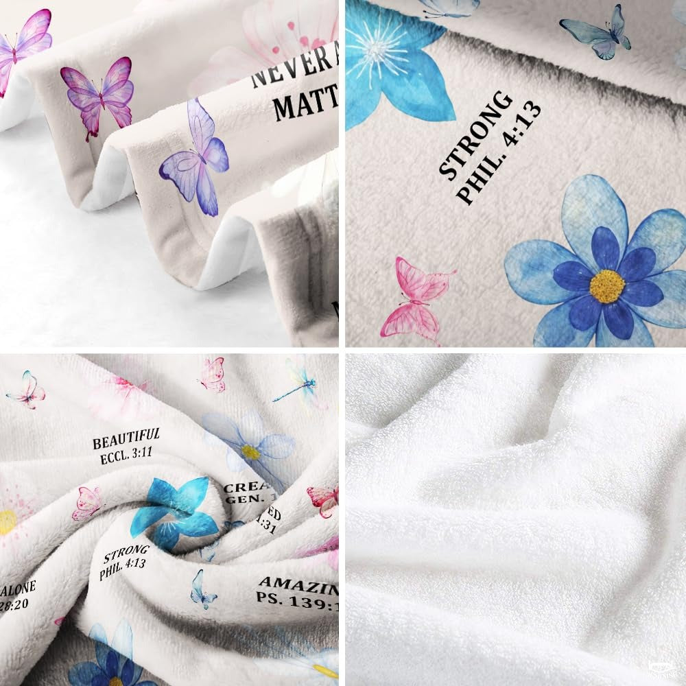 Custom Inspirational Bible Verse Floral Blanket