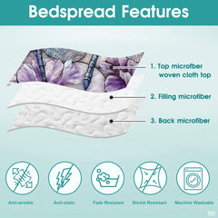 Dragonfly Couple Quilt Set, Dragonflies Patchwork Style Quilt Set - Cotton Quilt Bedding, Patchwork Pattern Quilt Bedspread, Dragonfly Stained Glass Style Bedding Gift