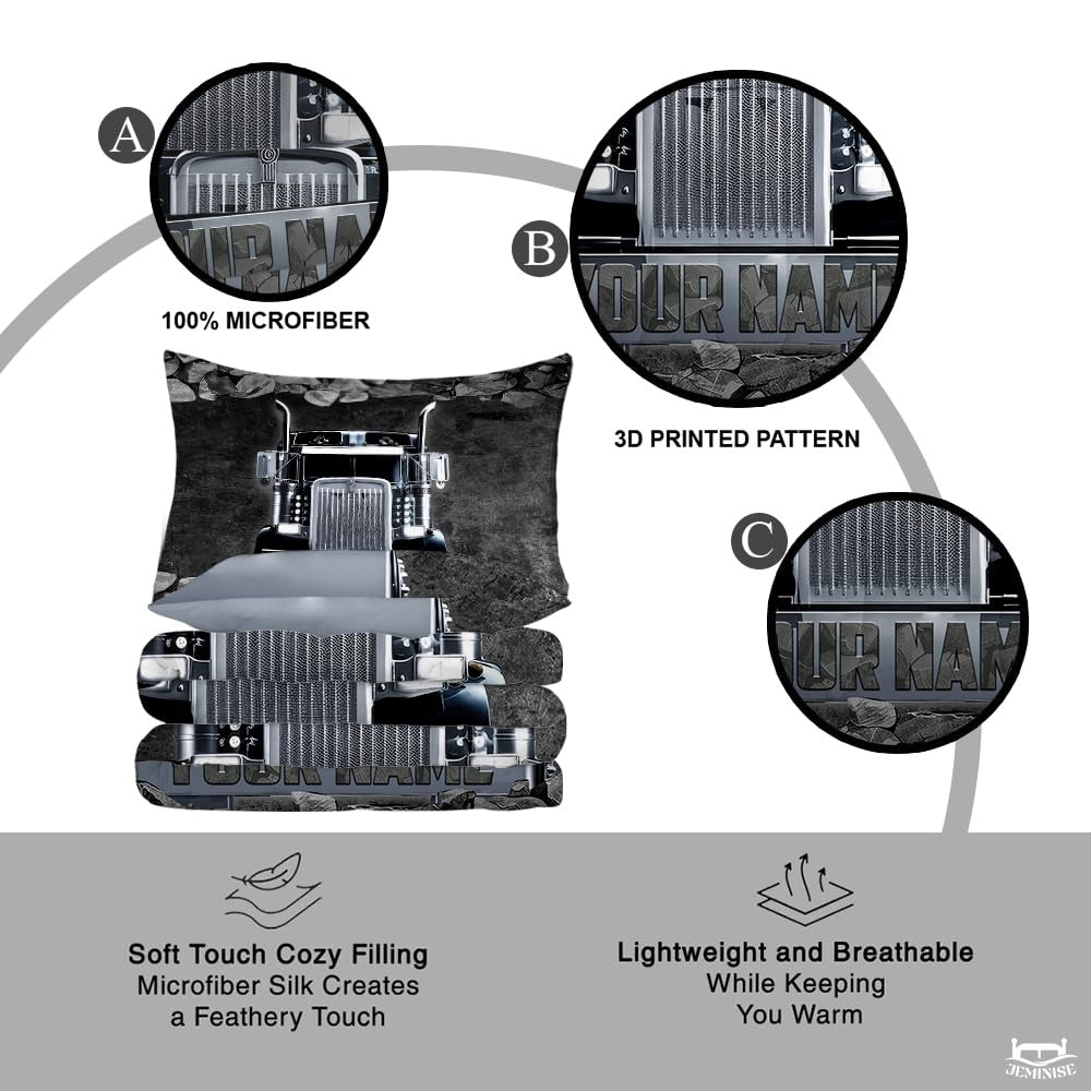 Custom Trucking Semi Truck Breaking Through Stone Wall Comforter design 2