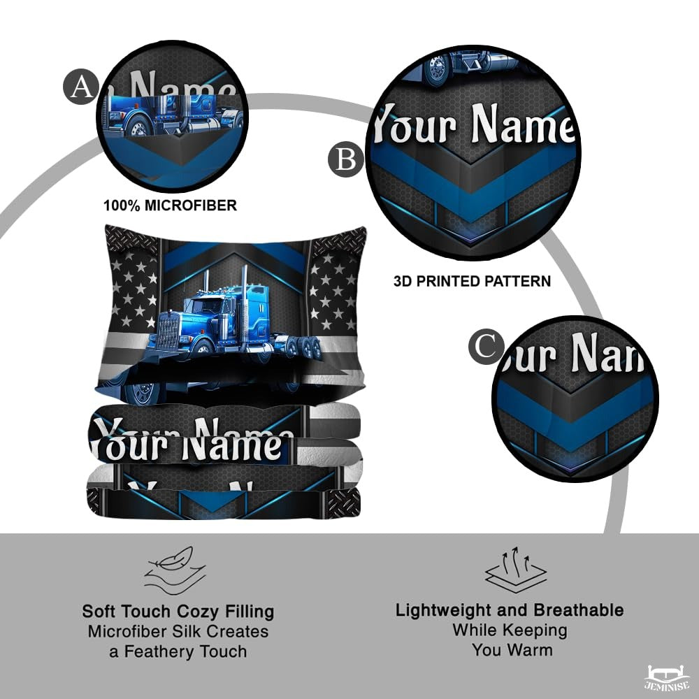 Custom Trucking Semi Truck Centered on Chevron Background Comforter