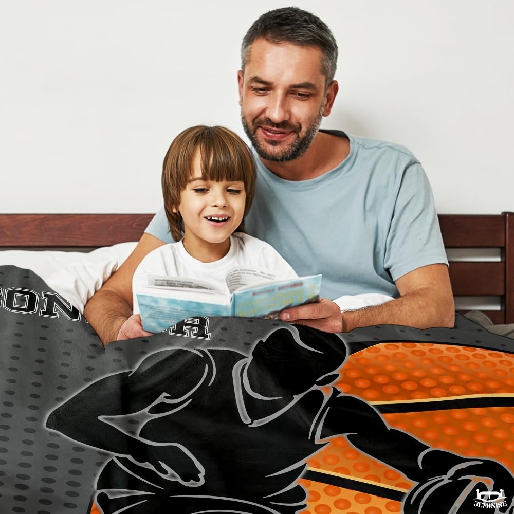 Personalized Basketball Player Silhouette Blanket with Name and Number