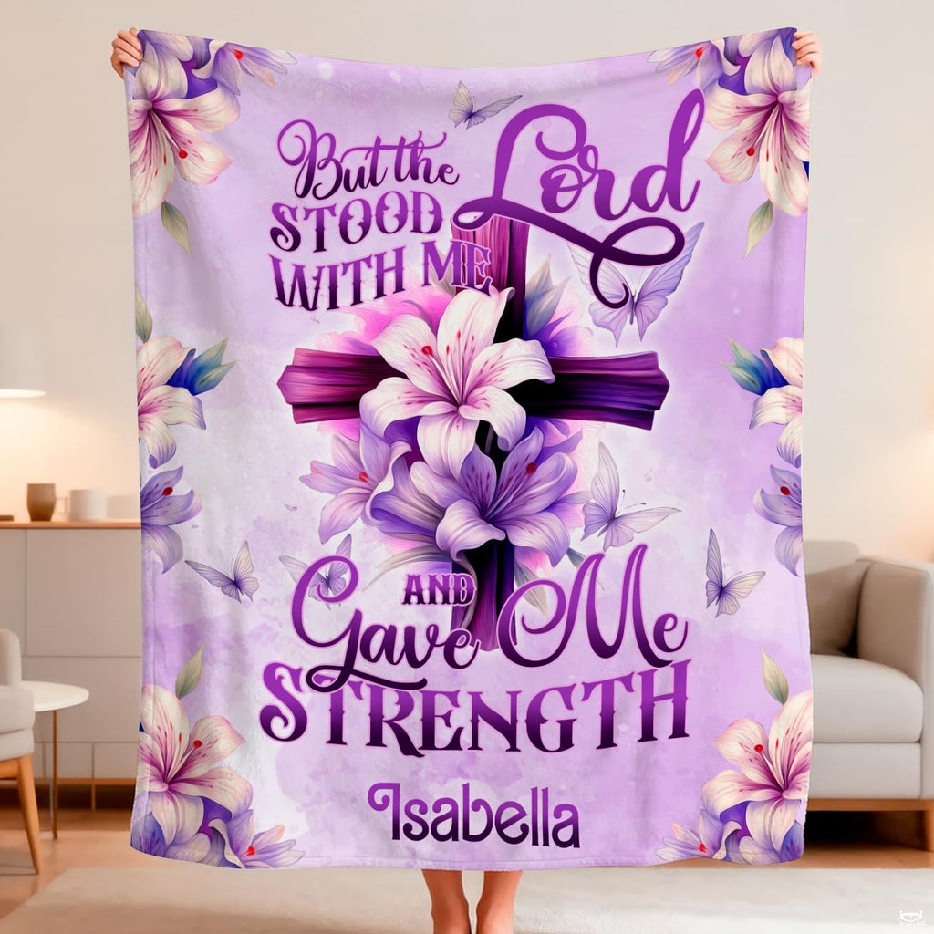 Custom Floral Cross Bible Verse Blanket, Machine Washable