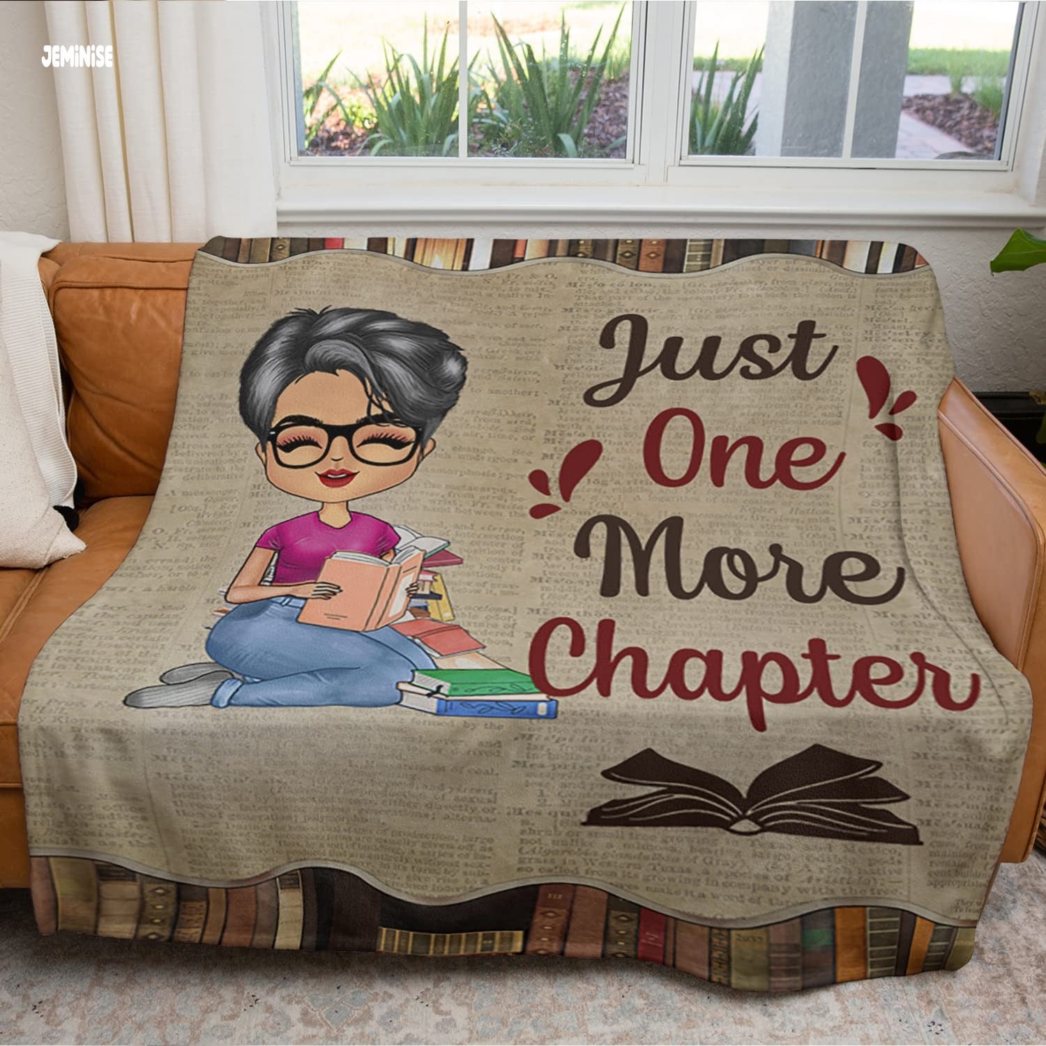 Jeminise Customized Reading Blanket for Book Lovers, Personalized Daughter Gift