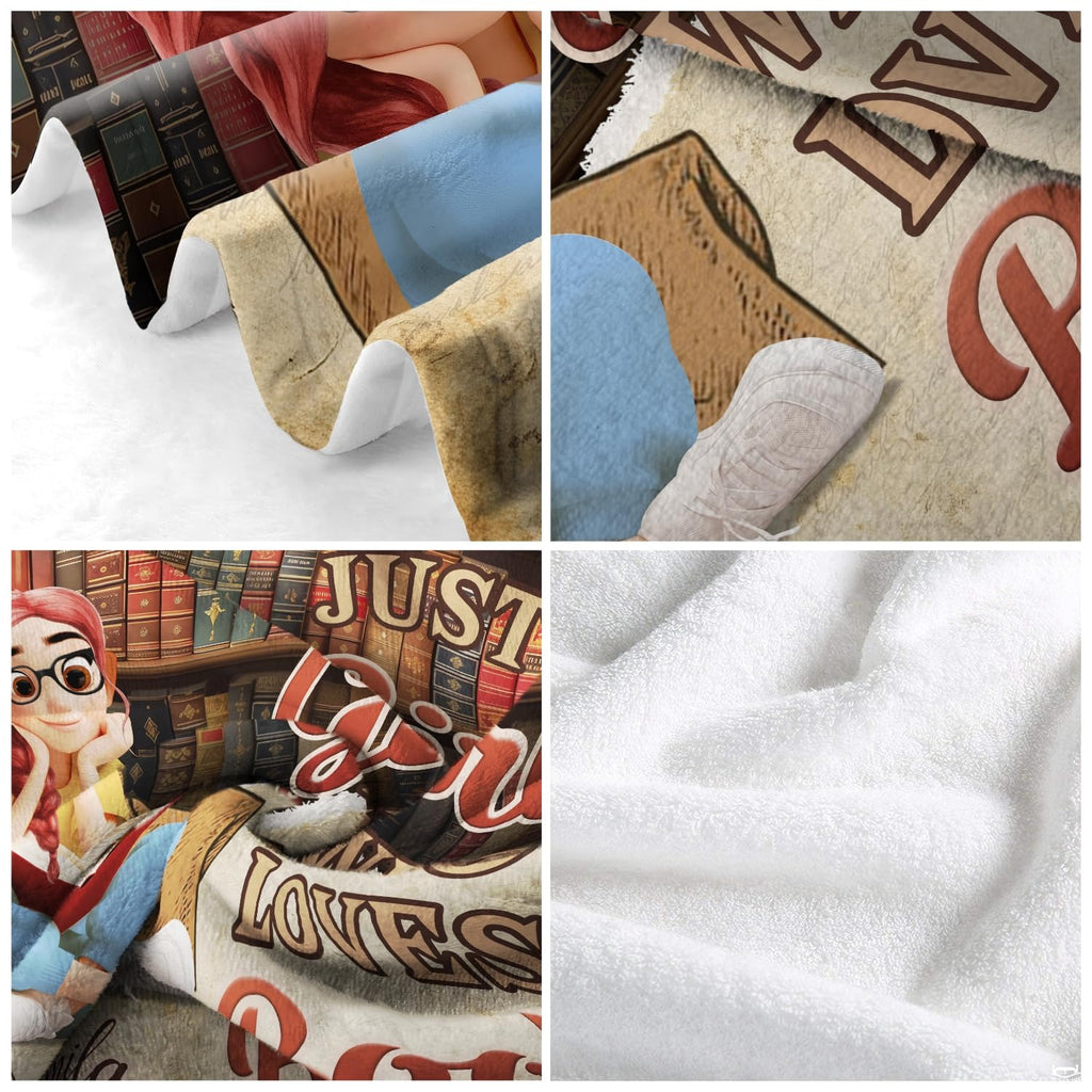 Detailed graphic view of character avatar variations on custom book lover throw blanket.