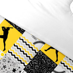 Custom Softball Comforter Set for Girls – Personalized Name & Number Comforters with Pillowcases – Softball Player Room Decor – Twin, Full, Queen, King Sizes – Gift for Teens & Athletes