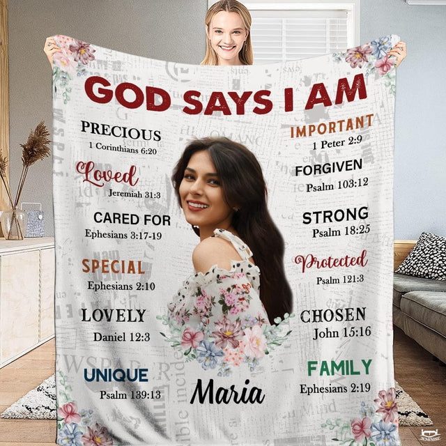 Custom Bible Verse Photo Blanket – Personalized Christian Gift for Her