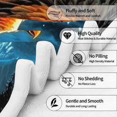 Soaring eagle wolves full moon throw blanket view 7 detailing nocturnal wildlife artwork