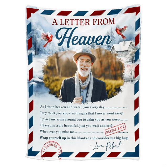 Letter from heaven throw blanket draped across a living room sofa