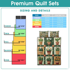 Desert Cactus Printed Quilt Set, Vibrant Cactus & Flower Quilt Bedspread Set – Colorful Bedding for Bedroom, Cozy Throw Quilt for Spring Summer Décor (Style #12)