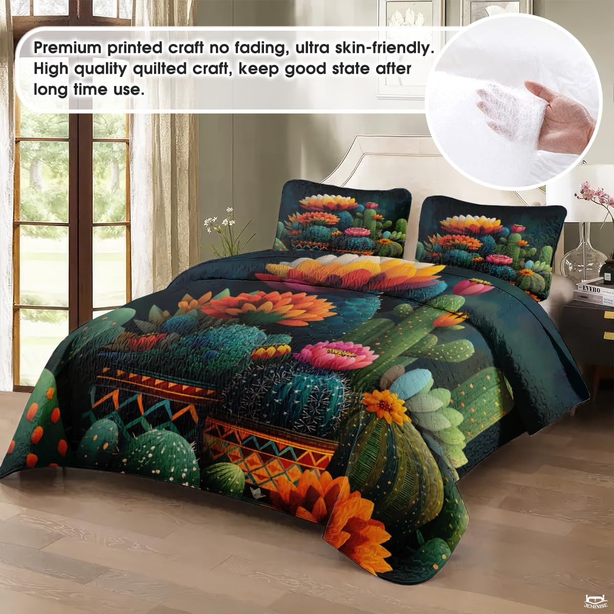 Personalized Vibrant Cactus and Desert Flowers Quilt Set