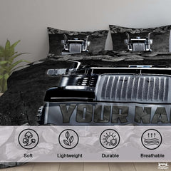 Custom Trucking Semi Truck Breaking Through Stone Wall Comforter design 2