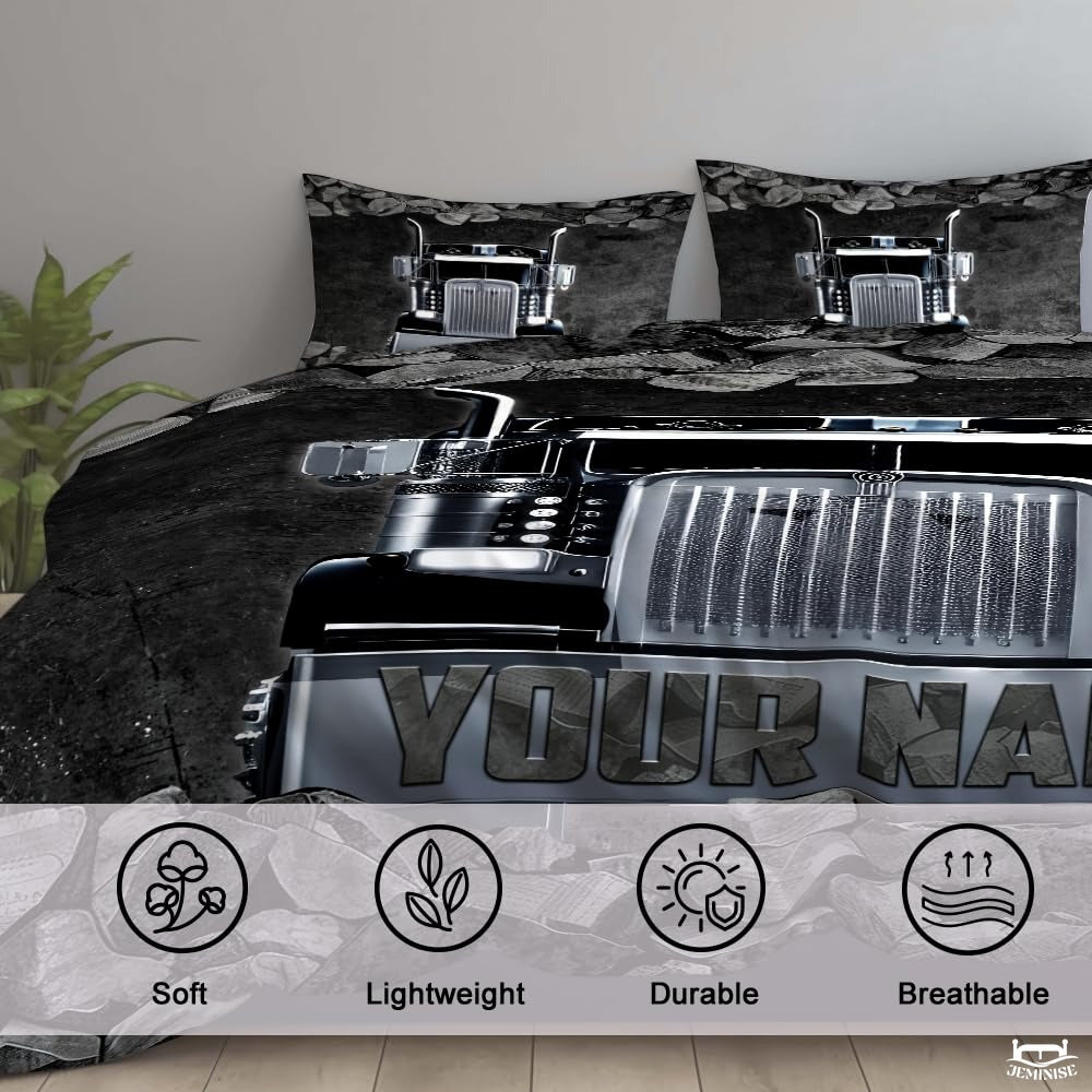 Custom Trucking Semi Truck Breaking Through Stone Wall Comforter design 2