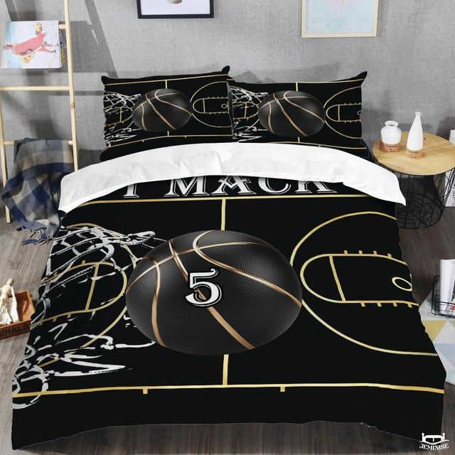 Personalized Basketball on Court Lines Comforter with Name and Number