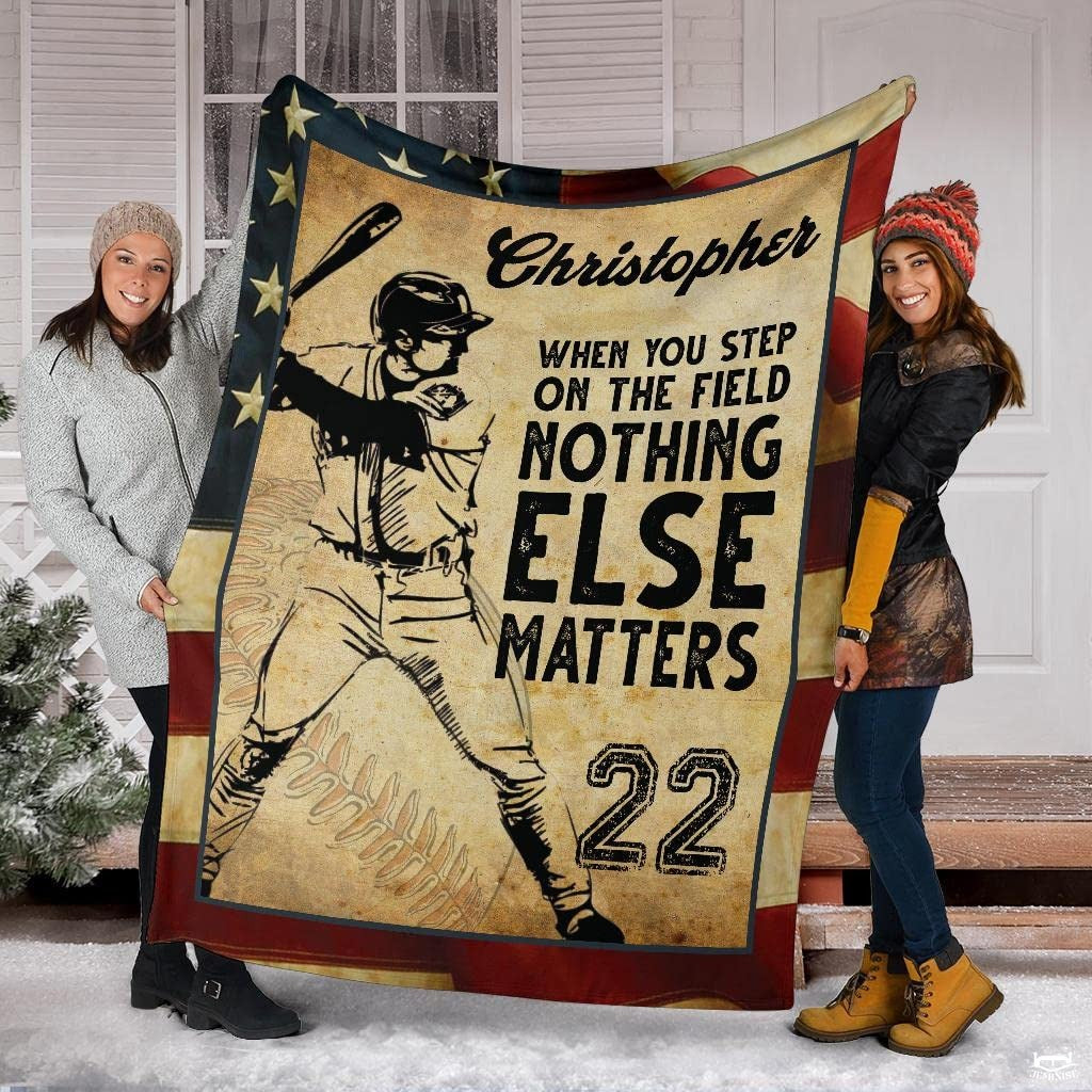 Custom Name Catcher Batter Baseball Baseball Throw, Baseball Blanket Gift Baseball Bedding Gift for Adult, Christmas New Years Gift for Baseball Player, Pitcher Gift (Baseball Design 10)