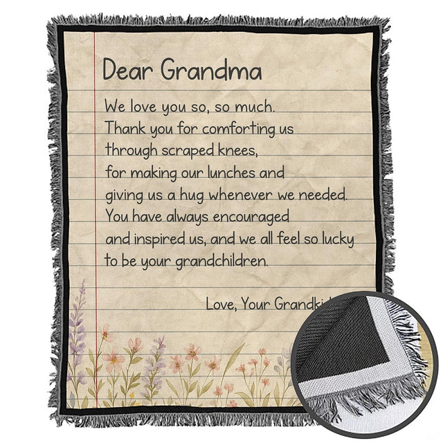 Flat product mockup displaying ruled notebook letter graphic, watercolor floral base, plus fringed edges.