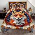 Fox Patchwork Pattern Quilt Set, Animal Quilt Set Patchwork Style, Premium Quilt Pattern Bedspread for Mom Daughter, Fox Bedding Quilt (Full/Throw/Queen/King/Twin Size)