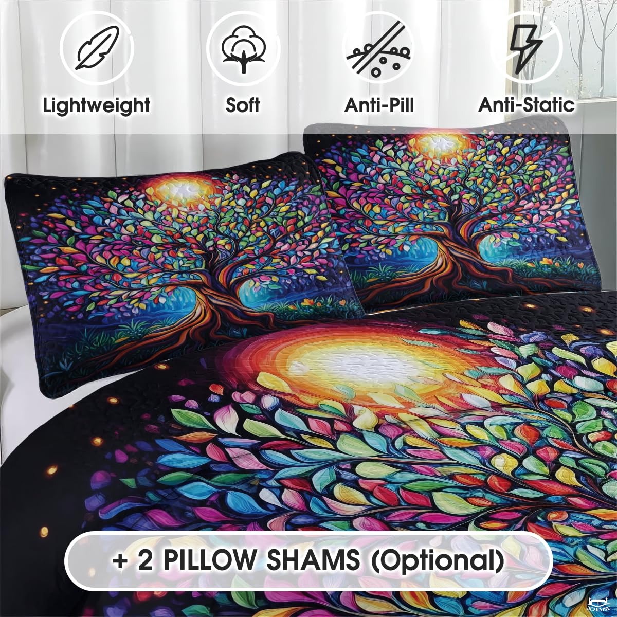 Personalized Colorful Tree of Life Quilts, Yggdrasil Quilt King