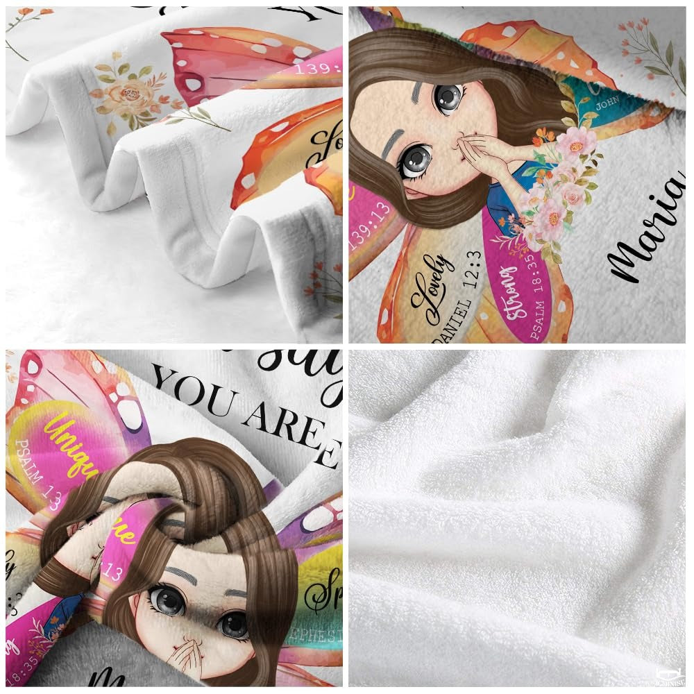 Personalized Butterfly Wings Christian Scripture Throw Blanket