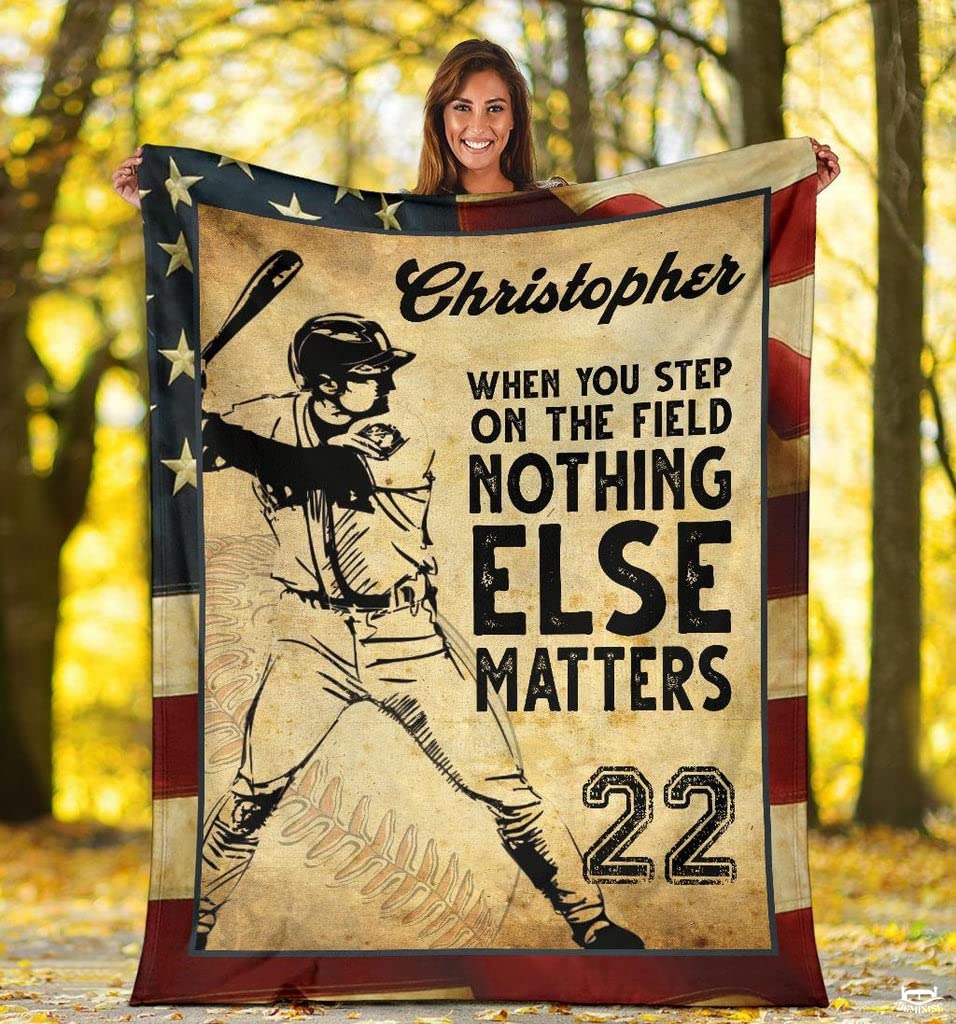 Custom Name Catcher Batter Baseball Baseball Throw, Baseball Blanket Gift Baseball Bedding Gift for Adult, Christmas New Years Gift for Baseball Player, Pitcher Gift (Baseball Design 10)