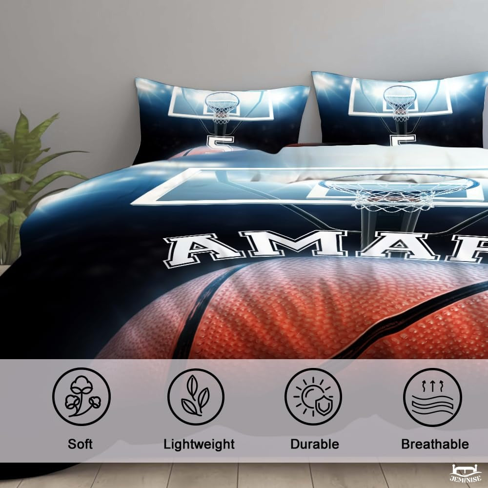 Personalized Basketball Below Hoop Comforter with Name and Number Design 1