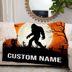 Bedding styled in a moody bedroom interior highlighting glowing moonlight and cryptid silhouette decor.