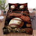 Personalized Baseball Bedding Full Size Flag Custom Name Duvet Cover Set Sport Decor Sports Comforter Bed Set (Baseball Vintage 2)