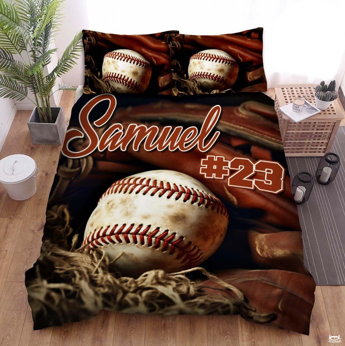 Personalized Baseball Bedding Full Size Flag Custom Name Duvet Cover Set Sport Decor Sports Comforter Bed Set (Baseball Vintage 2)