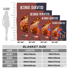 Personalized Basketball Player Front Blanket with Name and Number