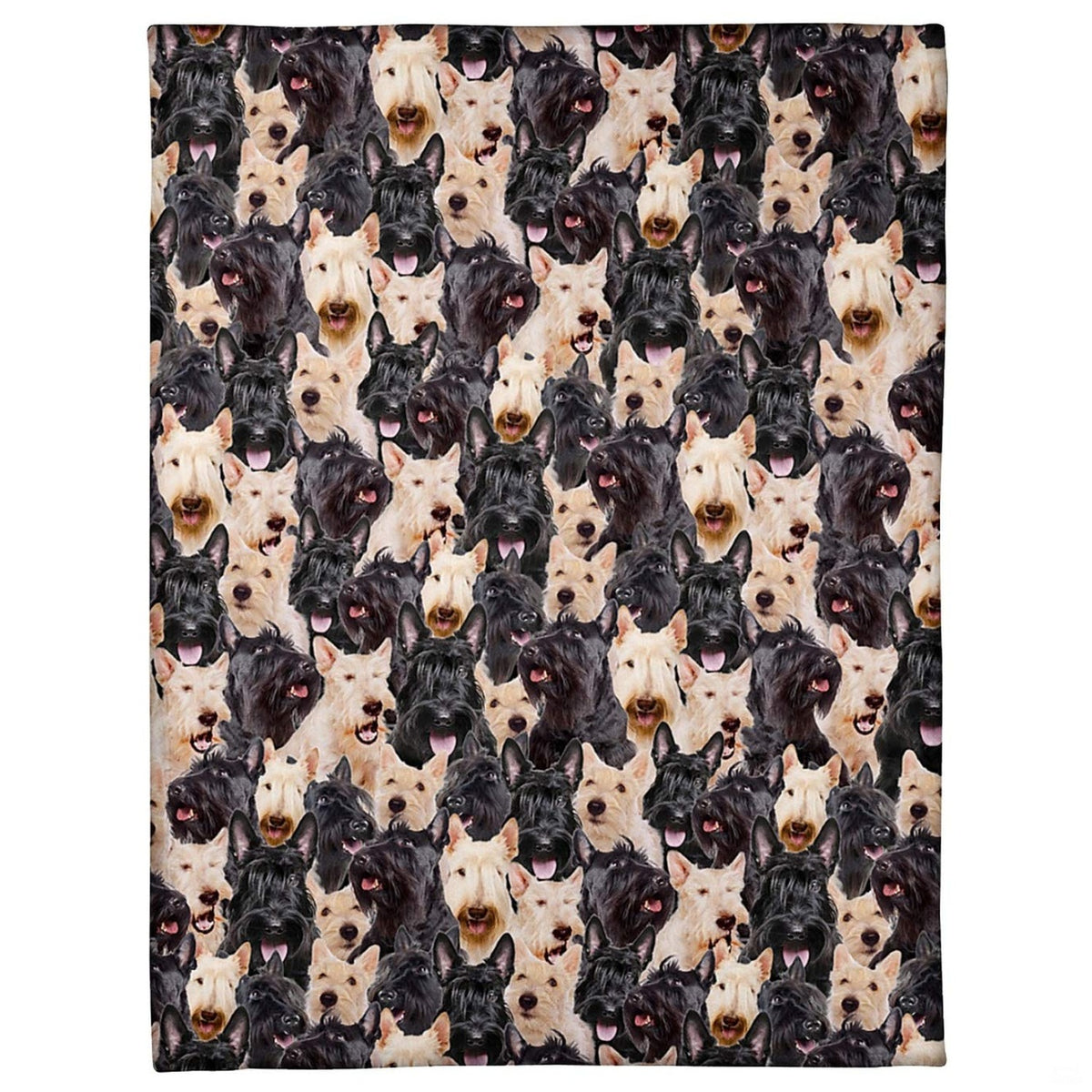 Scottish Terrier dog breed blanket featuring an all-over photo collage.