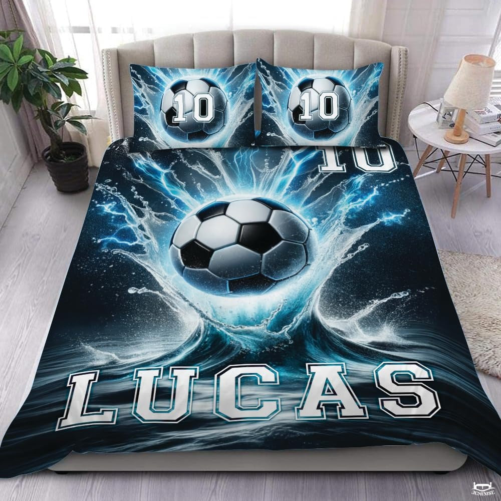 Custom Soccer Ball with Lightning Splash Comforter Set