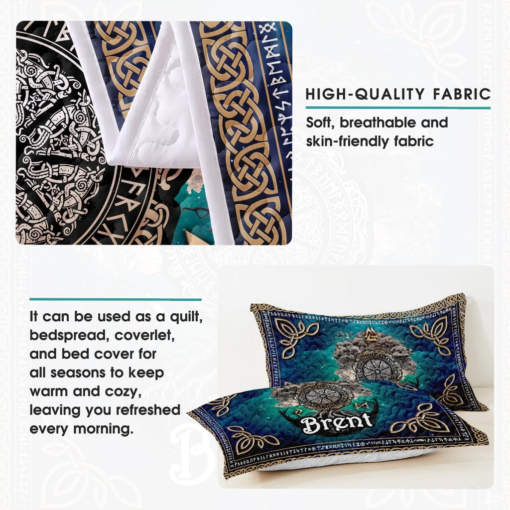 Personalized Viking Celtic Tree of Life Quilt Quilt Set - Viking Style
