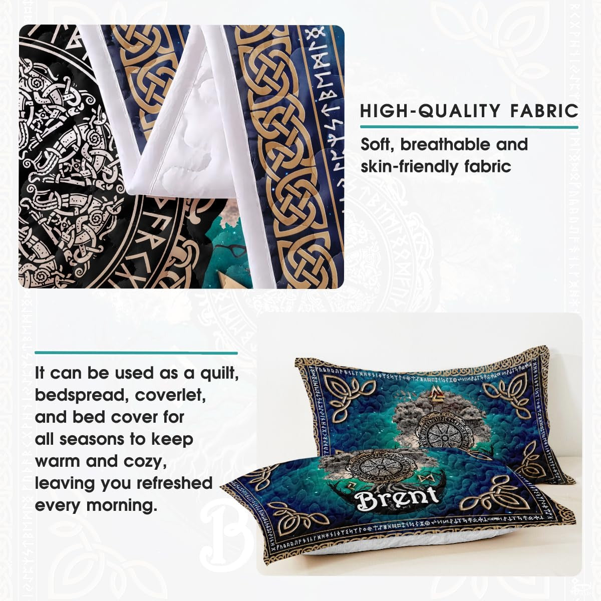 Personalized Viking Celtic Tree of Life Quilt Quilt Set - Viking Style
