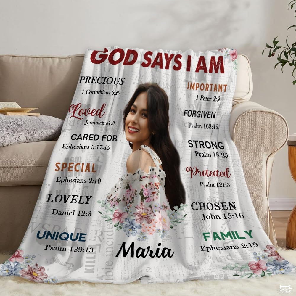 Custom Bible Verse Photo Blanket – Personalized Christian Gift for Her