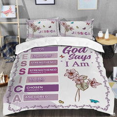 Christian Bedding Set – Inspirational Bible Verse Comforter – Religious Bedding for Women, Faith Gift for Mom, Daughter, Sister, Birthday & Religious Gifts (God Says I am #1)