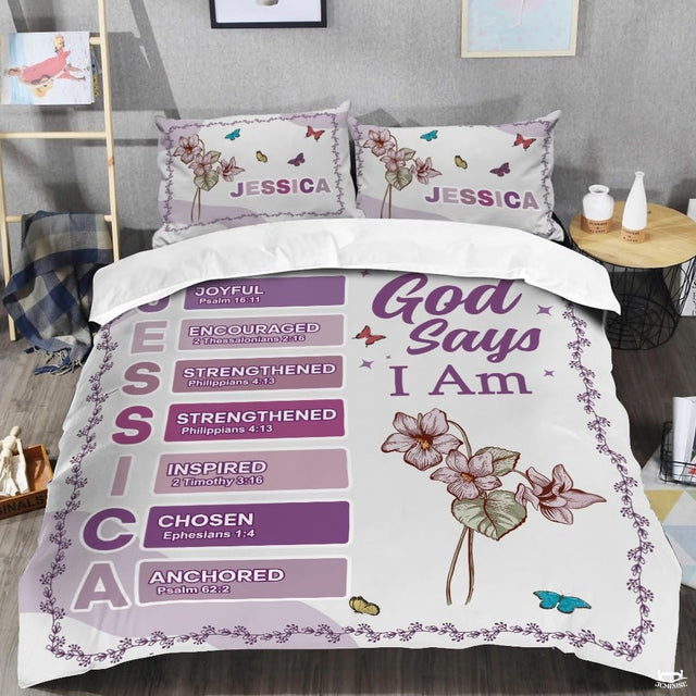 Christian Bedding Set – Inspirational Bible Verse Comforter – Religious Bedding for Women, Faith Gift for Mom, Daughter, Sister, Birthday & Religious Gifts (God Says I am #1)