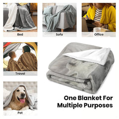 Close view of folded edge finish on white terrier dog blanket