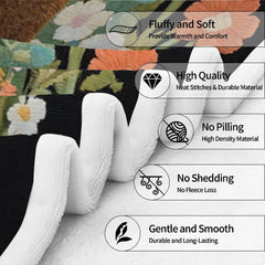 Living room decor setting featuring butterfly and bear throw blanket