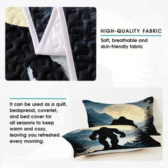 Personalized Bigfoot Silhouette Forest Night Scene Quilt Set
