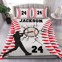 Personalized Baseball Player Breaking Design Comforter Set
