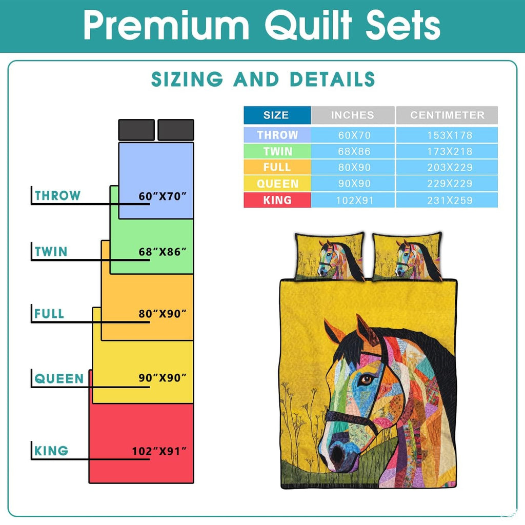 Horse Patchwork Pattern Quilt, Animal Farmhouse Quilt Set Patchwork Style, Premium Pattern Printed Quilts, Bedding Present for Mother Christmas
